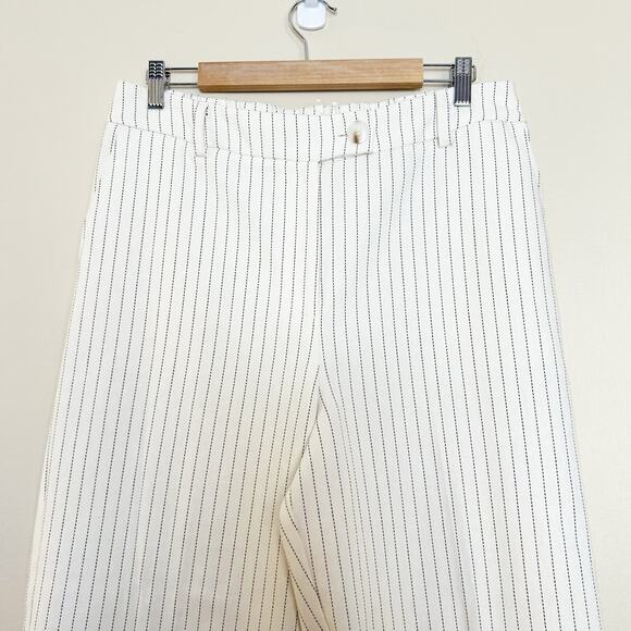 Jason Wu Ivory Pin-Striped Wide Leg Trouser Pants Womens Size 12 Resort Cotton - Picture 2 of 9